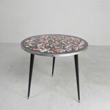 Round tiled table with mosaic, dining table, kitchen table, 1950s