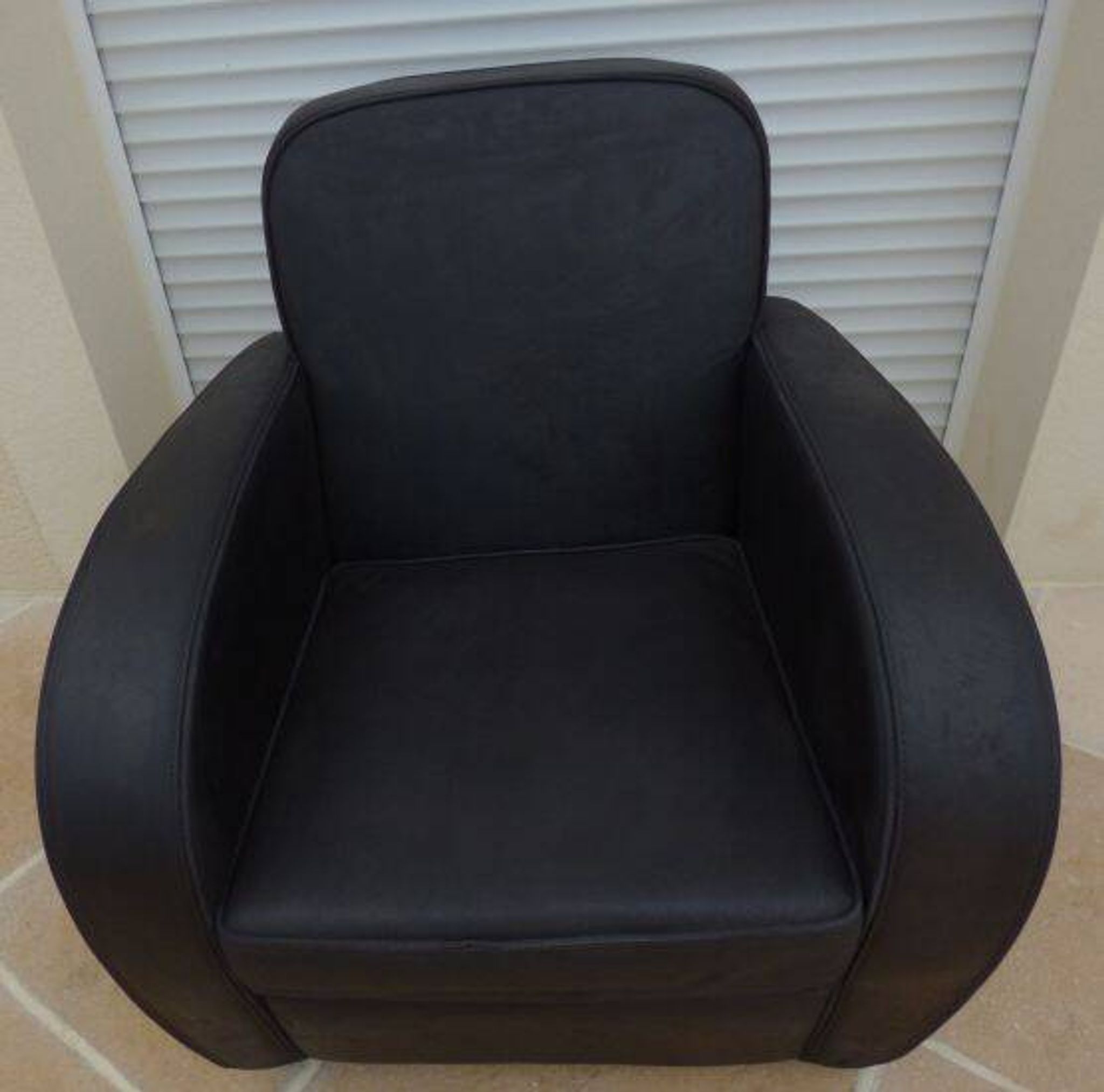 Fauteuil club en cuir noir gris - Très bon état