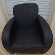 Fauteuil club en cuir noir gris - Très bon état