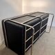 Black leather 2-seater tubular sofa bauhaus style Marcel Olsen design