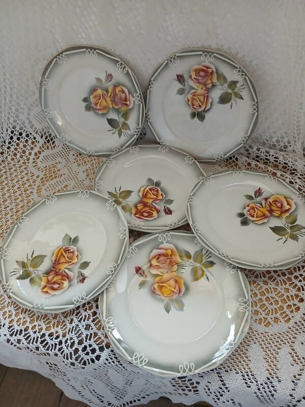 6 assiettes plates Digoin et Sarreguemines