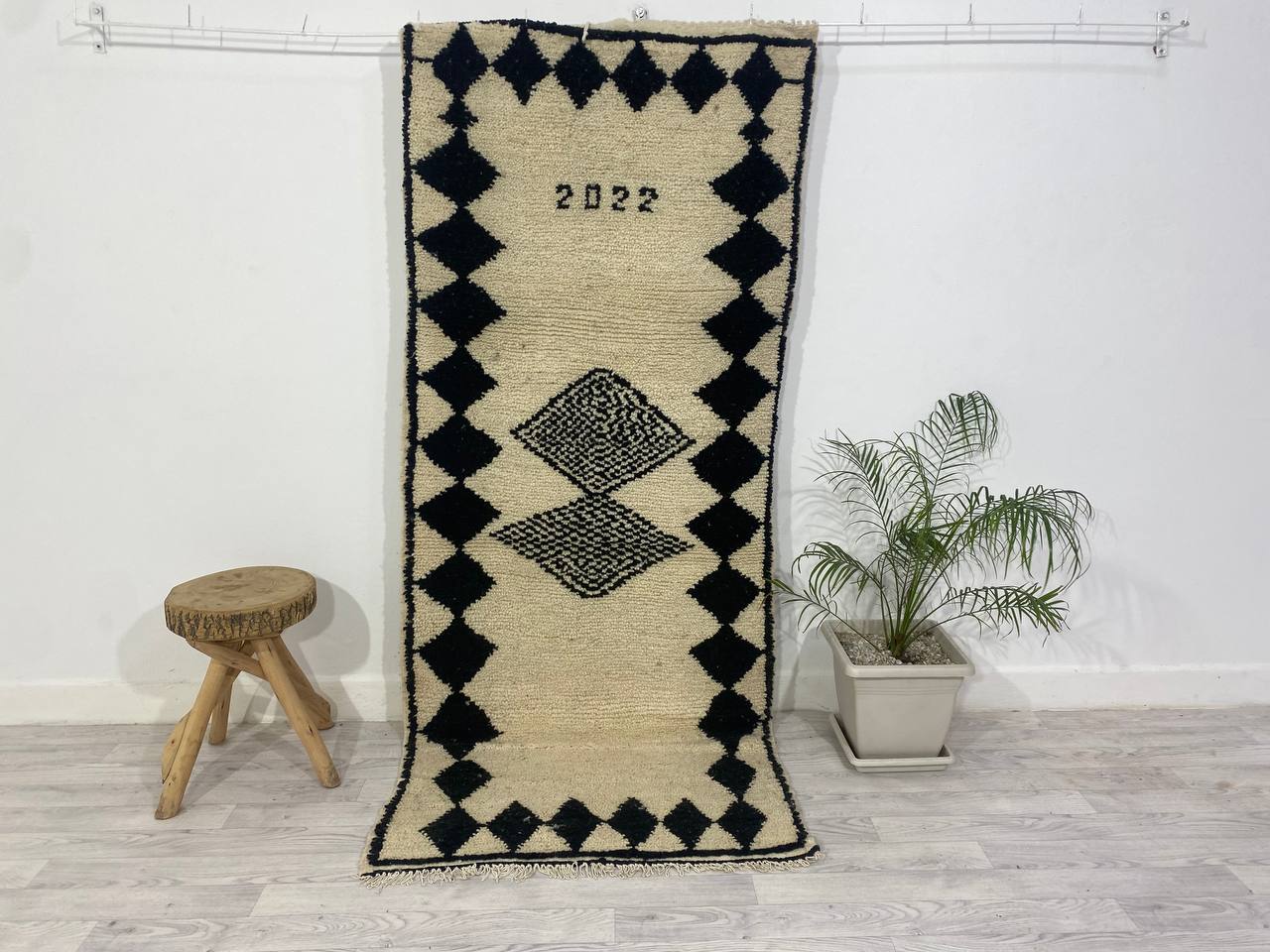 Handmade Moroccan Berber carpet 231 X 95 CM
