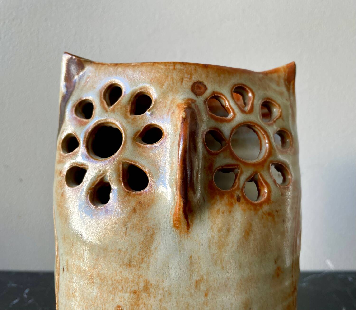 Vintage owl ceramic vase