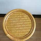 Table d'appoint porte-plantes en rotin et osier