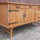 Console table in rattan and bamboo, (Attributed to Audoux-Minet)