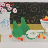 Yves Ganne: Still Life with Pears, original signed lithograph