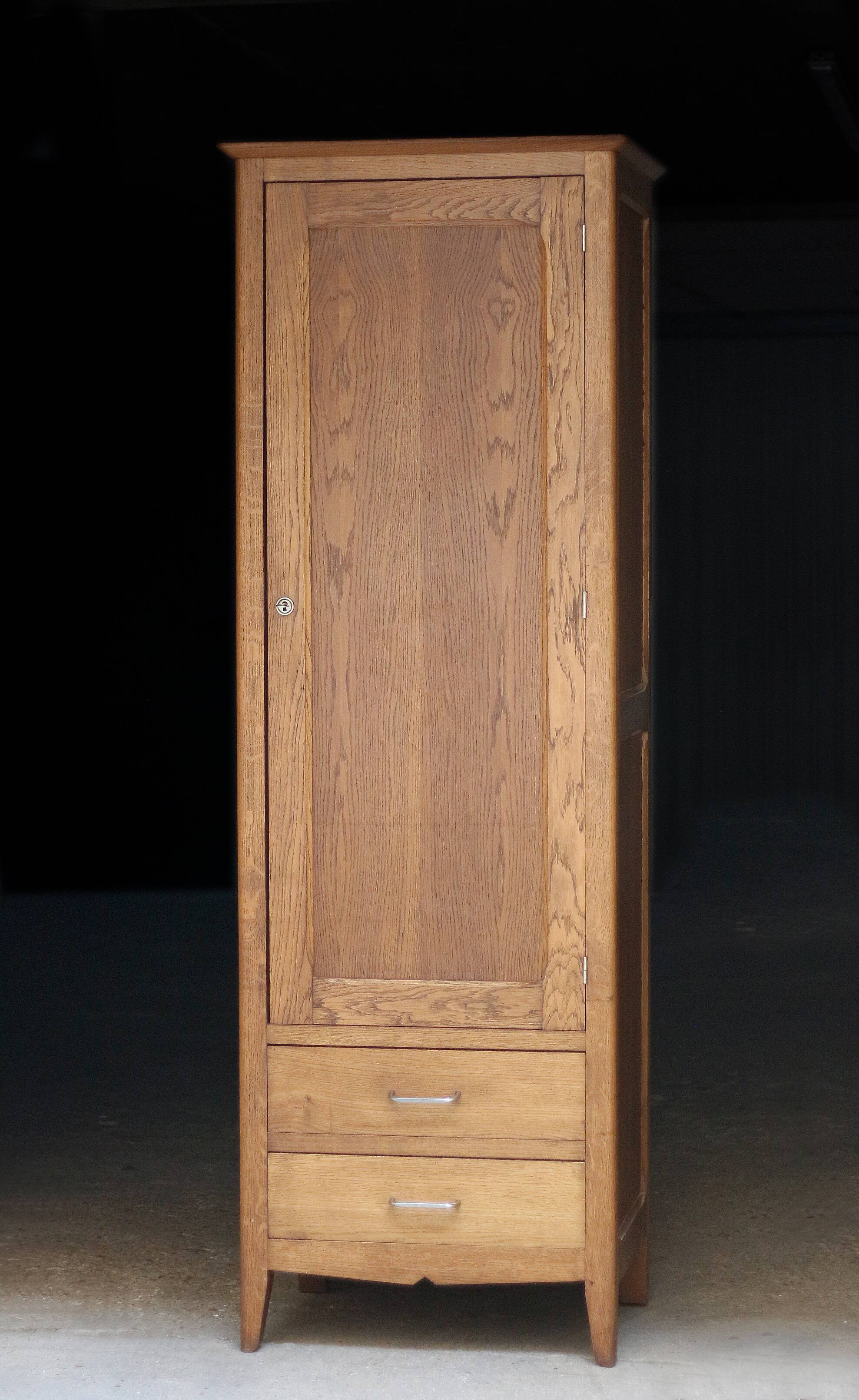 Rare: Parisian wardrobe, oak bonnetière from the 1950s
