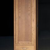 Rare: Parisian wardrobe, oak bonnetière from the 1950s