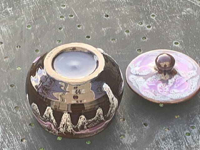 Coffee or tea service in enameled ceramic by Marius Giuge, artisan potter in Vallauris,