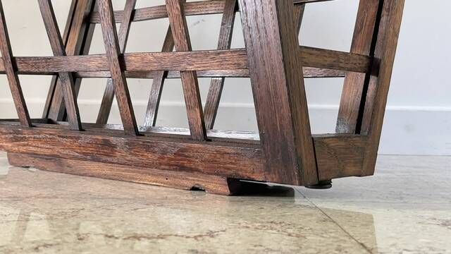 Vintage woven oak magazine rack