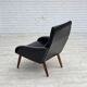 1970s, Danish armchair, black artificial leather, teak wood legs.