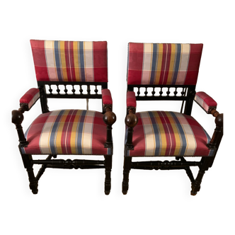 Lot de 2 fauteuils boule entièrement refaits et tapissés en style moderne ( H 98  P 57 L 56 )