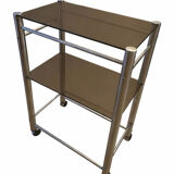 Chrome metal and glass wheeled dessert trolley
