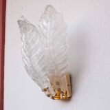 Set of 2 Florence, elegant Murano wall light transparent leaves, 1970