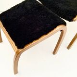 Vintage G.A. Berg “Torparen” Armchair, Oak, Black Sheepskin, Ottoman, 1960s
