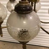 Glass and brass suspension and its vintage sconces