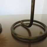 Pair of "sun" candlesticks in metal and wood from the 80s