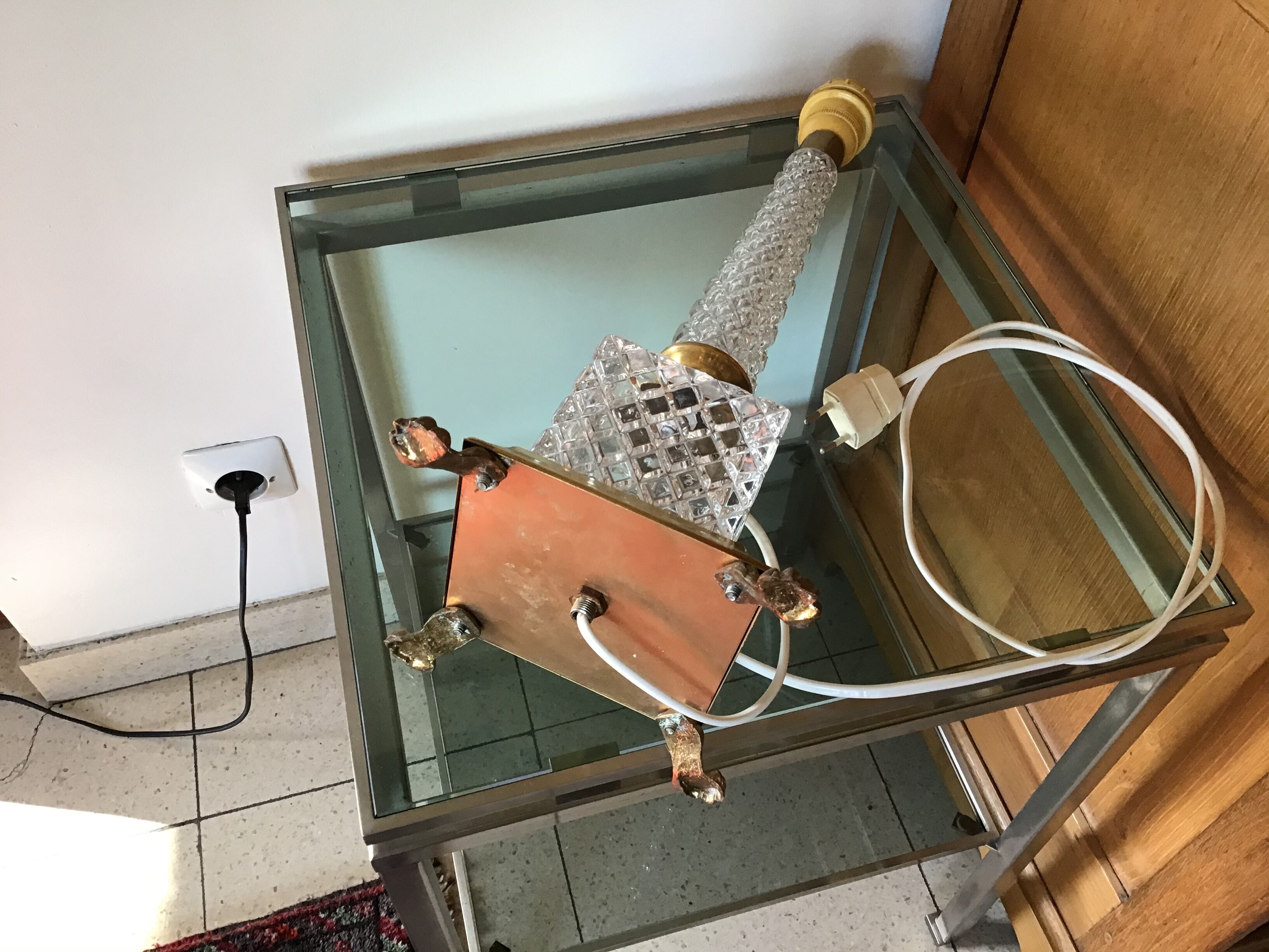 Brass and crystal lamp foot