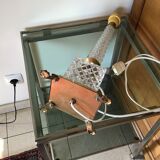 Pied de lampe en laiton et cristal