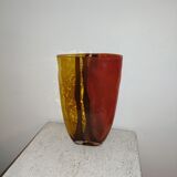 Vase verre soufflé moulé années 80