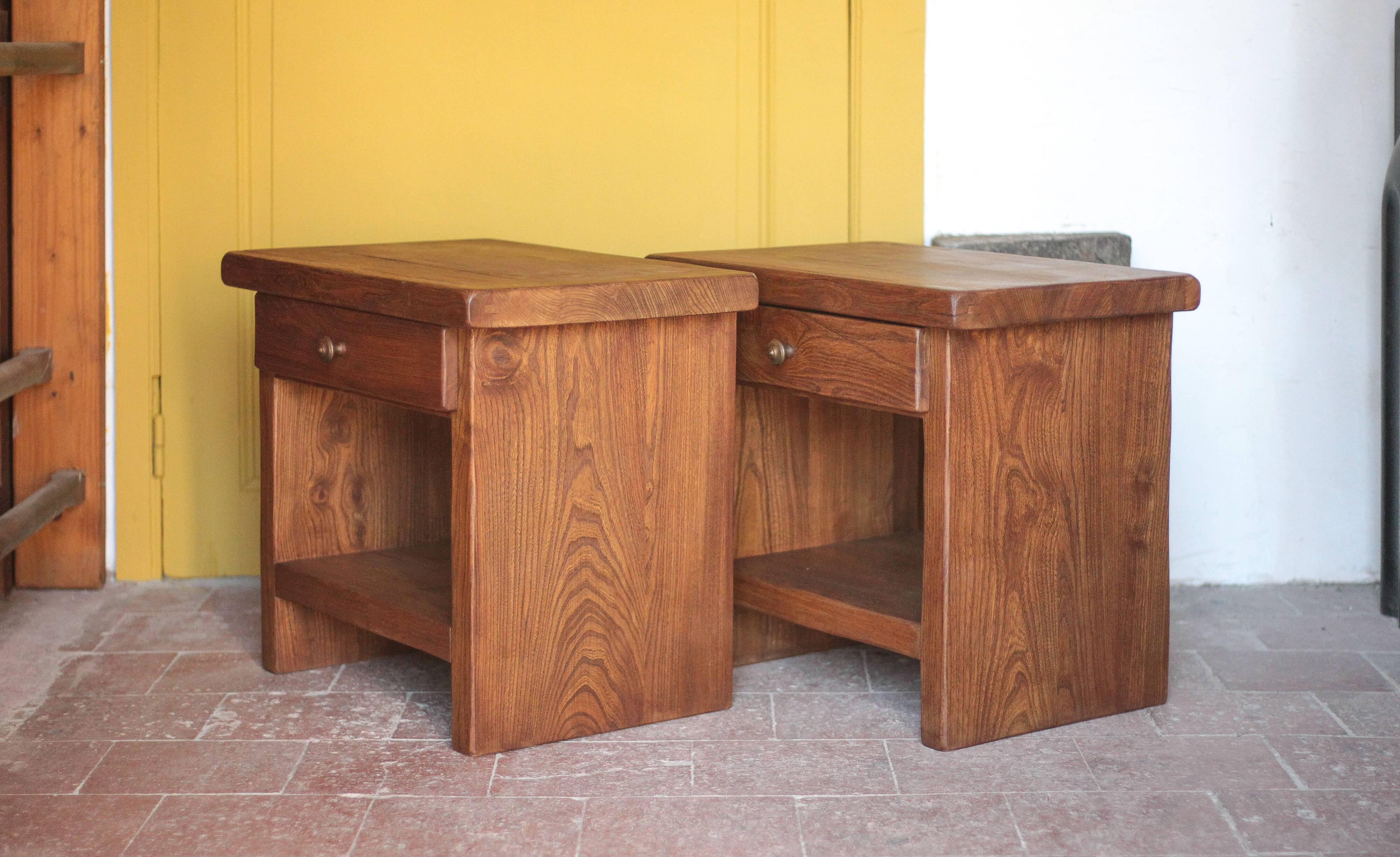 Pair of solid wood nightstands Aranjou, bedside table, end table.
