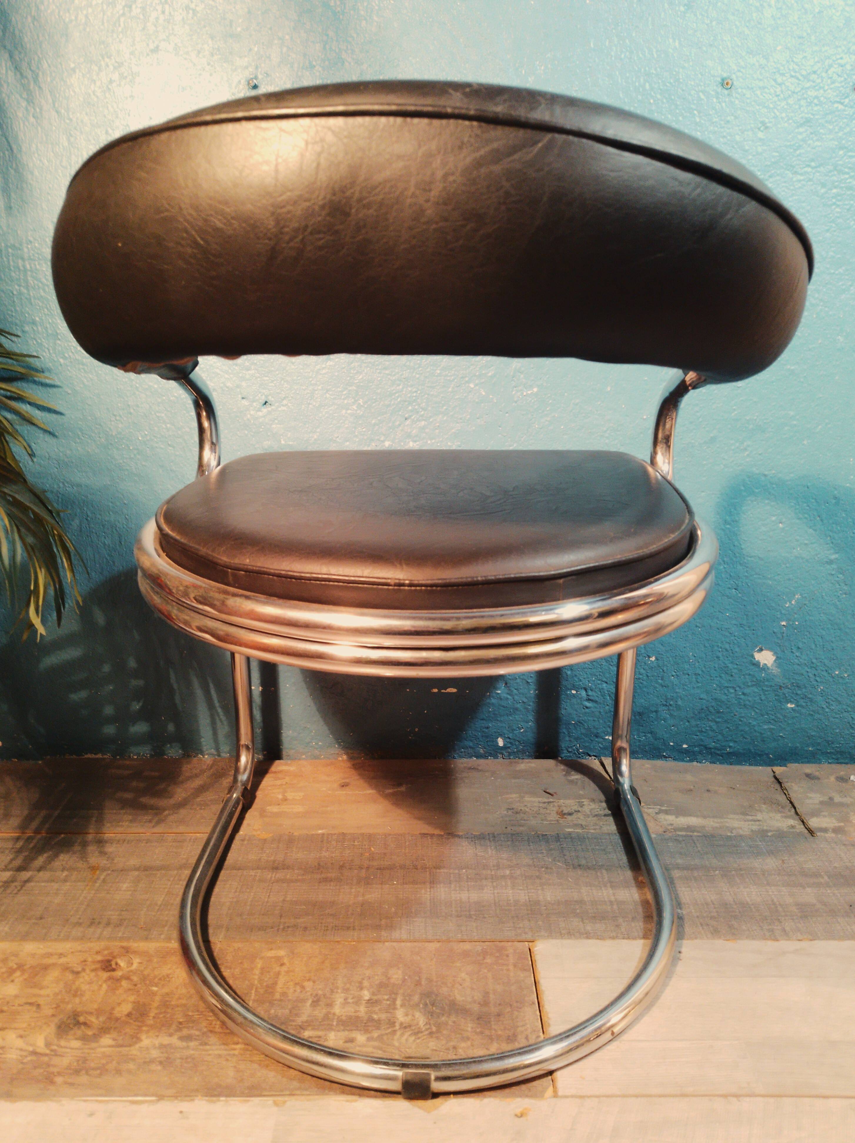Fauteuil cuir Giotto Stoppino 1970s