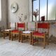 Set of 4 80s colored pine chairs
