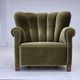 1960s, Danish relax armchair, green furniture velour, original condition.