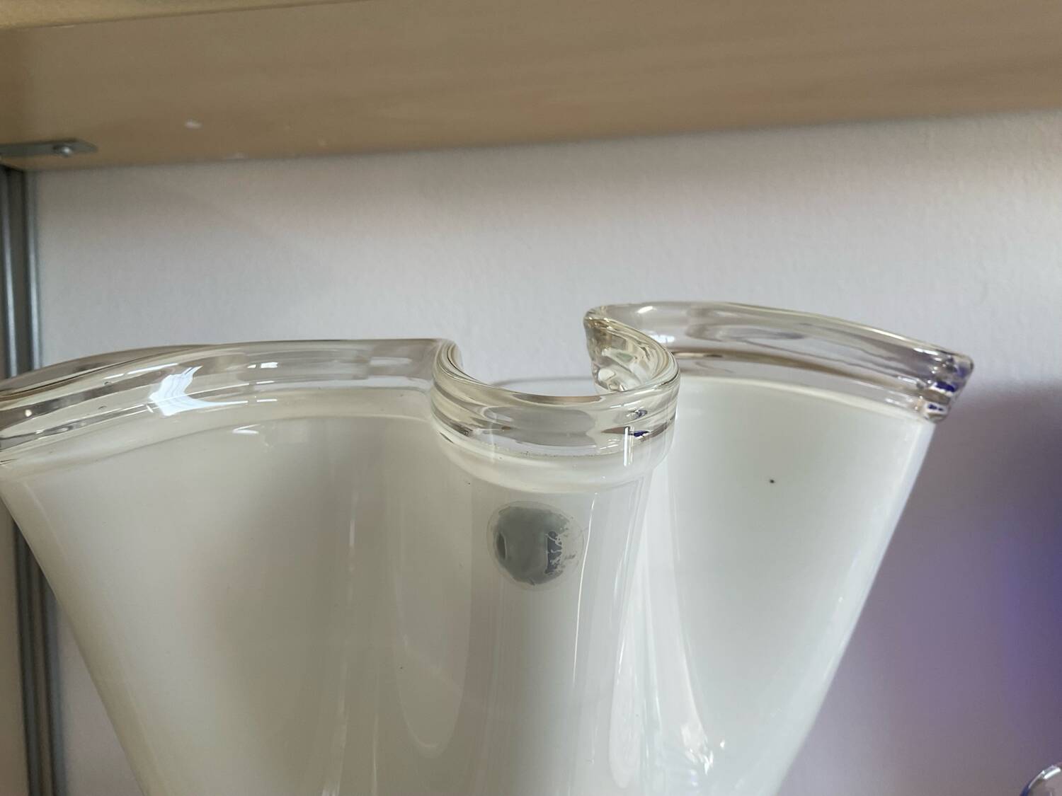 Trio of vintage blown glass handkerchief vases