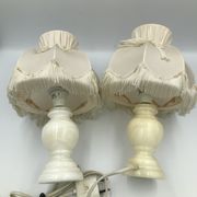 Pair of bedside lamp with vintage fringed shade