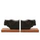 Art Deco wooden bookends with feline heads