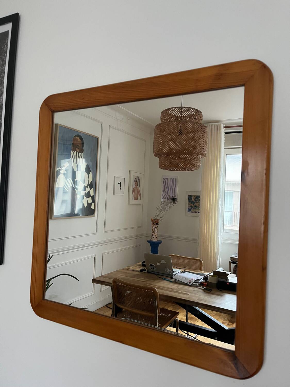 Vintage 70s pine mirror
