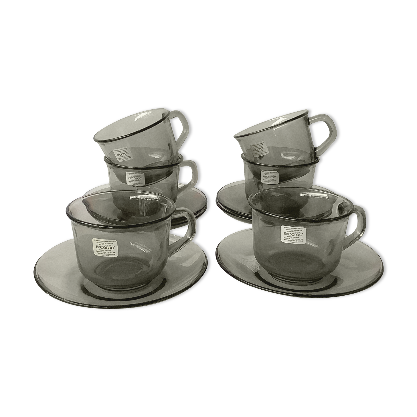 Arcoroc Cups Made Of Smoked Glass Selency