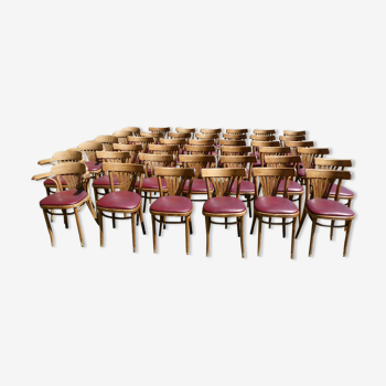 Lot de 41 chaises bistrot assises skaï rouge