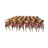 Set of 41 bistro chairs seated red skaï