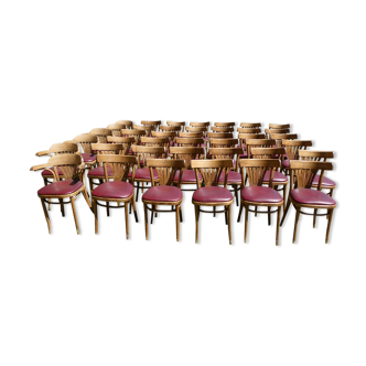 Lot de 41 chaises bistrot assises skaï rouge