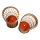 Lot de 2 fauteuils enfants en rotin, vintage 1970, avec coussin orange
