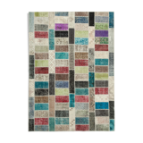 Handwoven anatolian contemporary 178 cm x 246 cm multicolor patchwork carpet