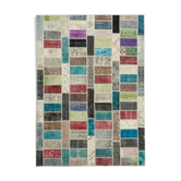 Handwoven anatolian contemporary 178 cm x 246 cm multicolor patchwork carpet