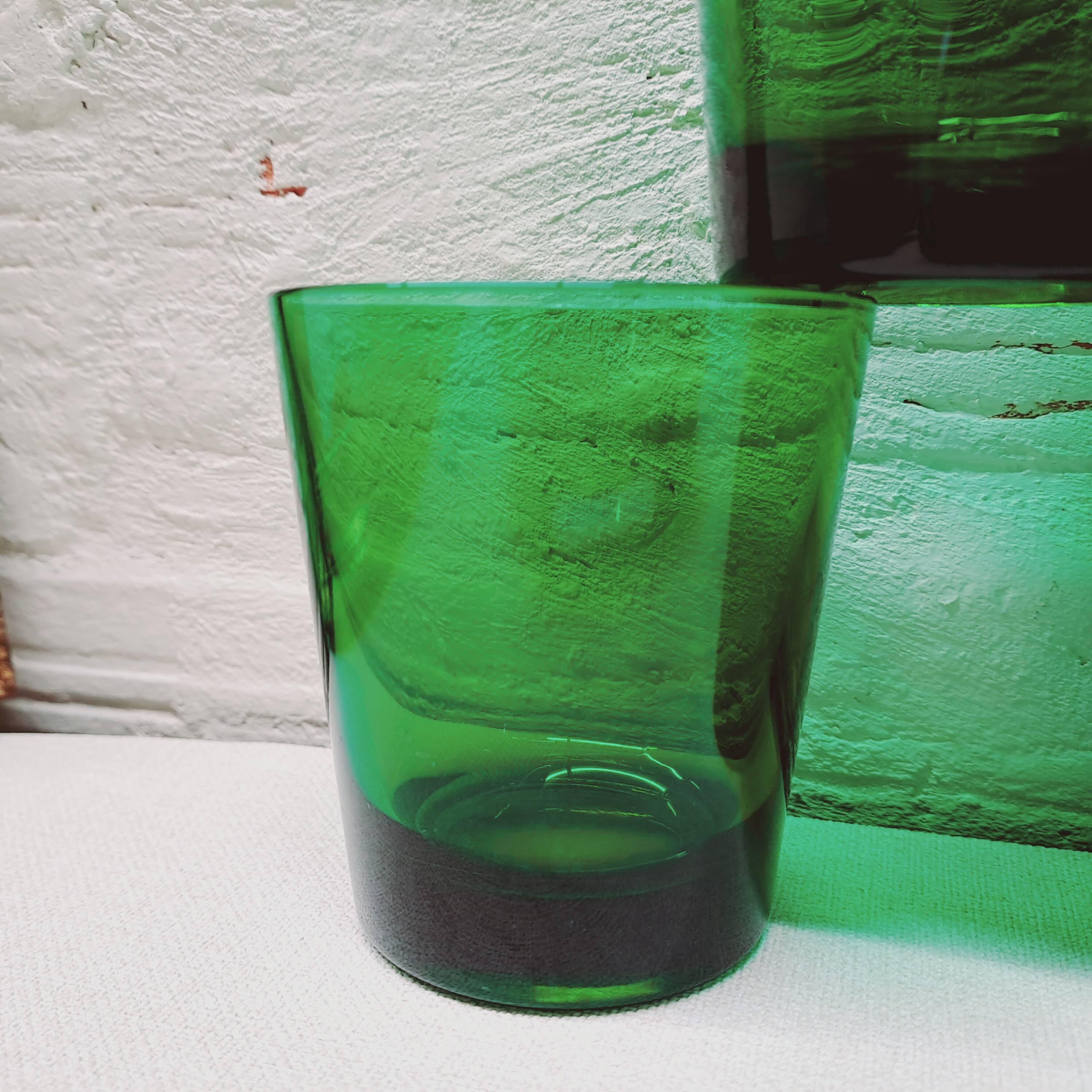 Set of 6 moss green water glasses