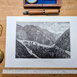 The Devil's Bridge, Schöllenen, vintage engraving, 1878.