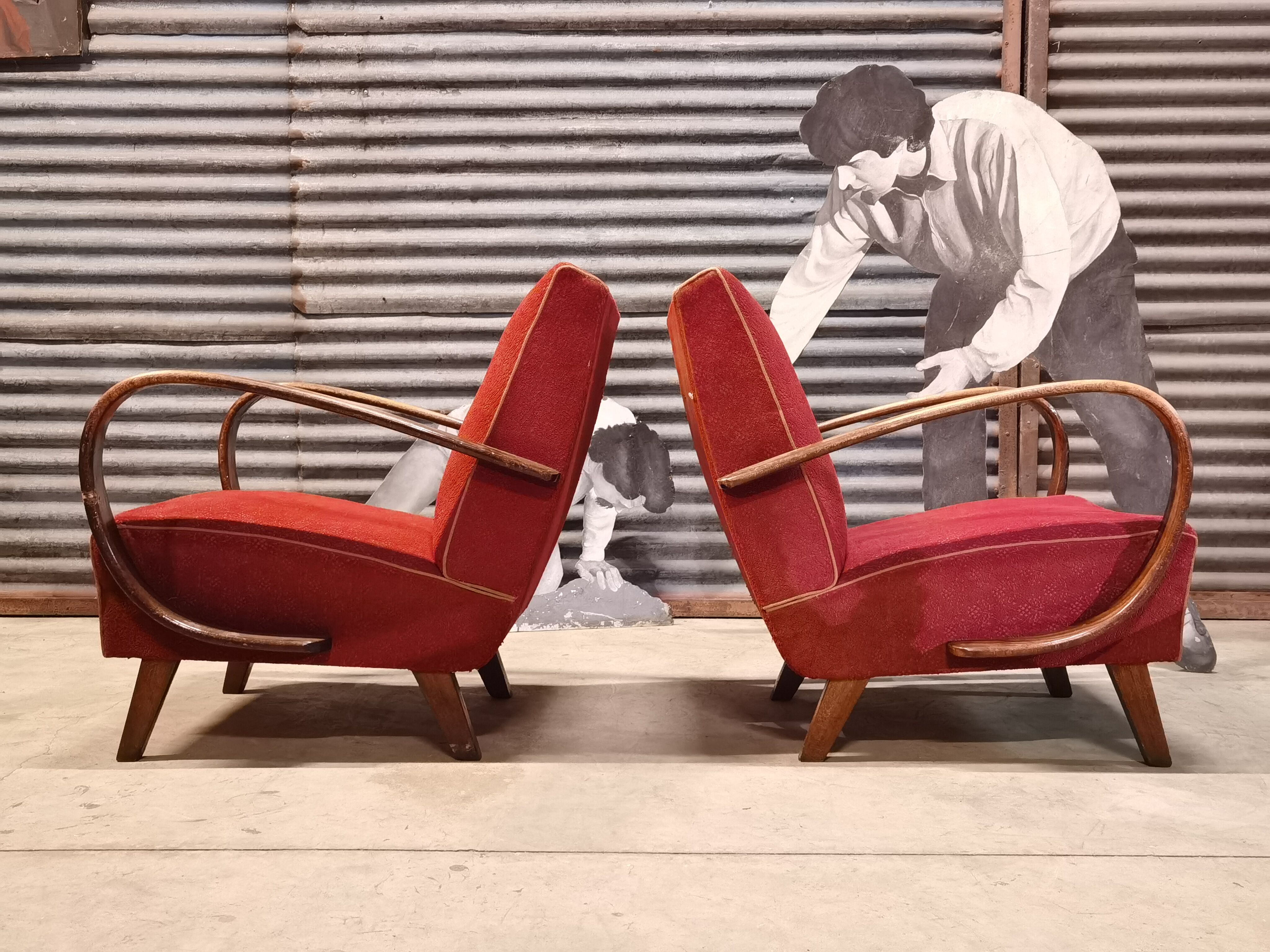 Pair of H 410 armchairs by Jindřich Halabala for Up Zavody