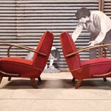 Pair of H 410 armchairs by Jindřich Halabala for Up Zavody
