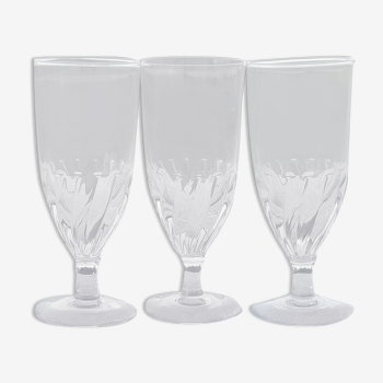 3 bistro glasses for absinthe, twisted base, early 20th