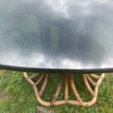 Glass and rattan table