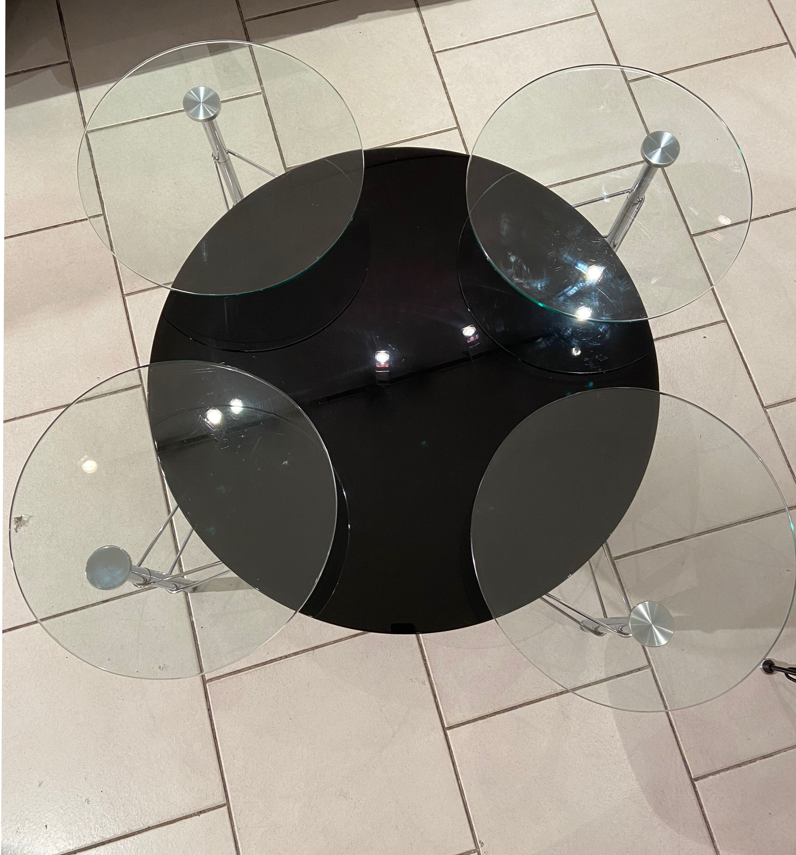 Black and transparent glass coffee table - 1990 - Michel Boyer
