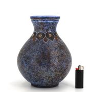 Blue speckled ceramic vase by Bernard Buffat, 1970s.