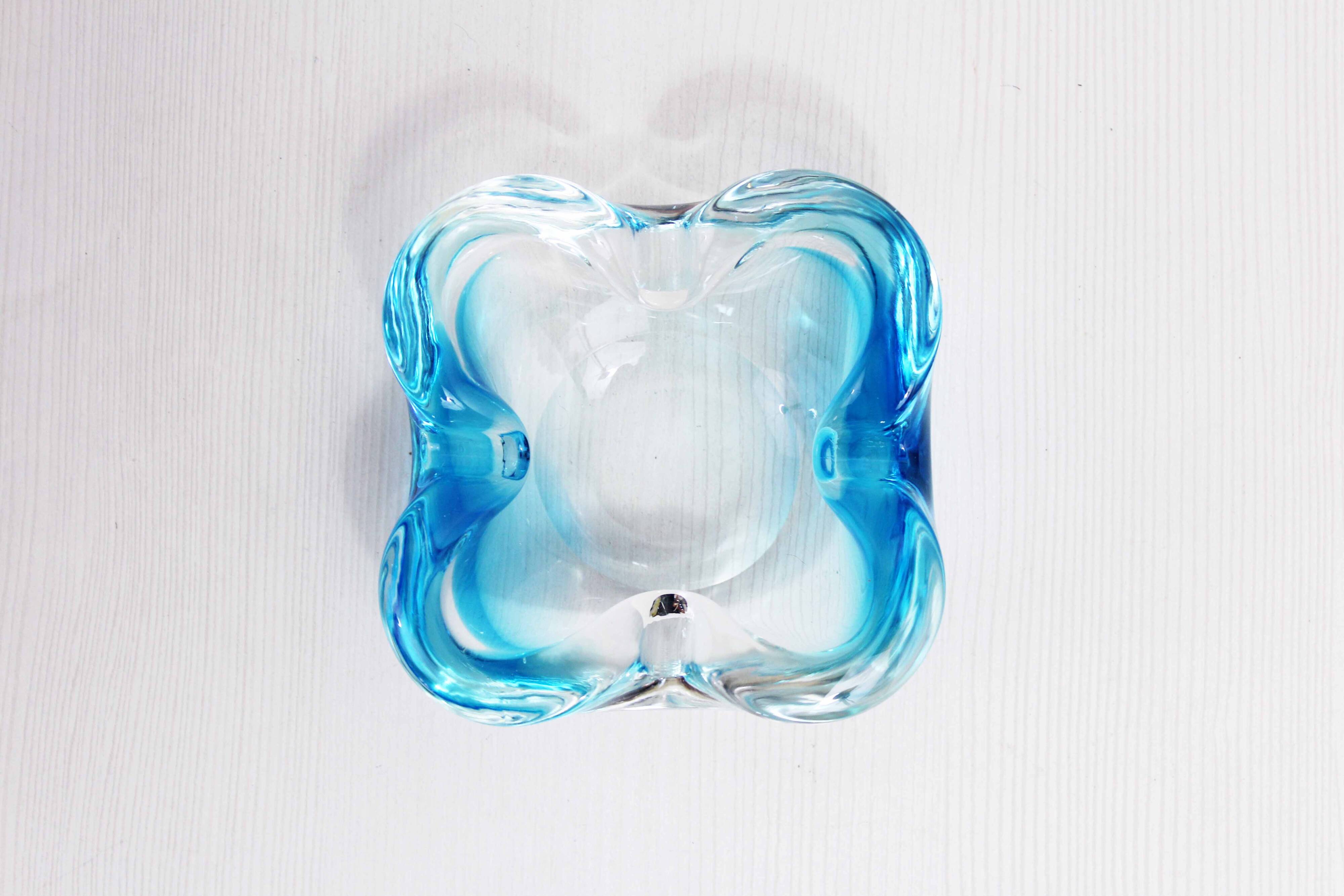 Blue Murano glass ashtray