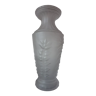 Vase en verre moule art deco blanc translucide, 32cm de haut