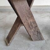 Set of 3 chairs brutalist tripod solid wood